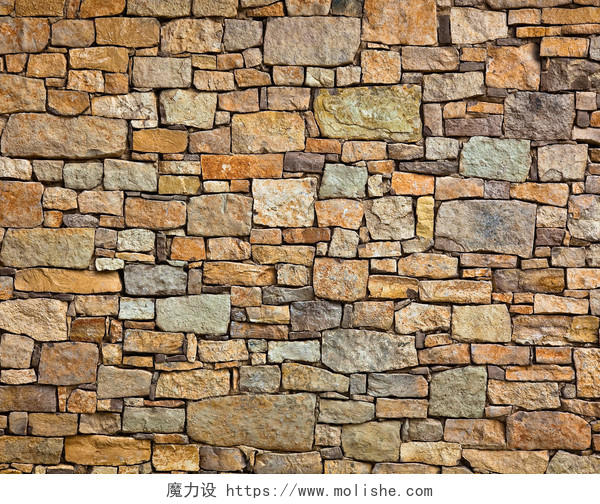 石墙彩色石头墙砖墙石头砌成的墙